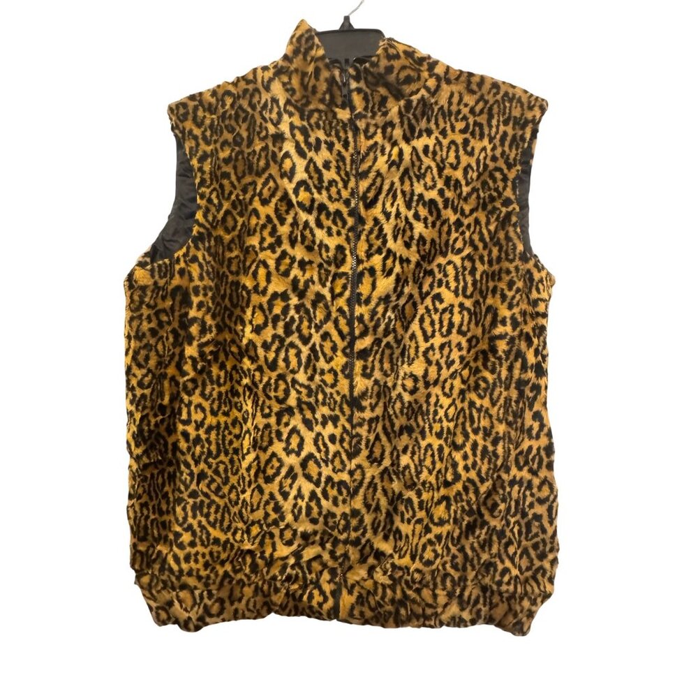 Vintage Marshall Rousso Leopard Print Faux Fur Vest S/M Made In USA